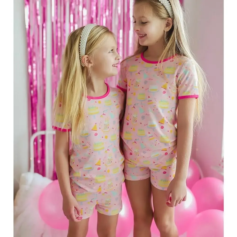 Love and Grow Birthday Bash Bamboo Shorts Pajama Set Size 6y